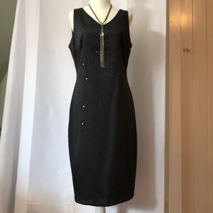 Vintage CDC Satin Black Beaded Sheath Dress